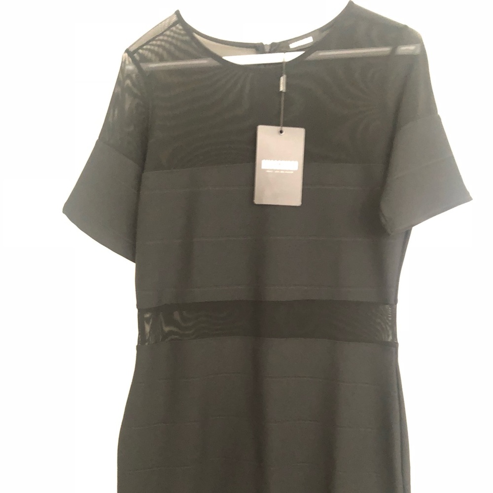Missguided Black Stretch and Mesh Panel Dress